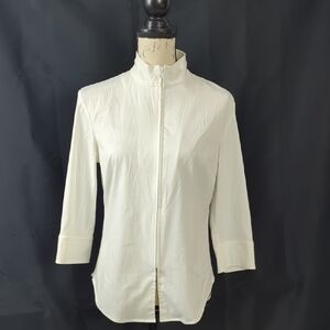 Chic Cream Zip-Up Blouse